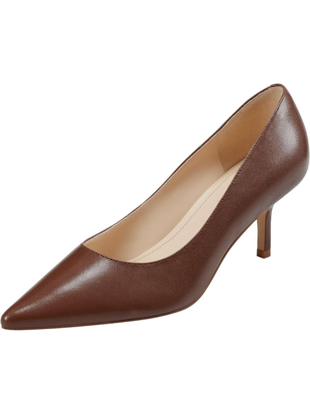 Women's Medium Brown Leather Pointed Toe Alola Casual Pumps Pull On Heel Shoes